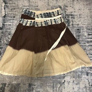 Miss Me Boho Ombre Tie Waist Skirt Size M Brown Cream Zip Back